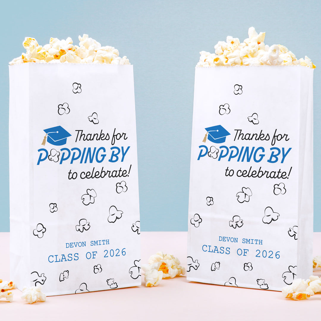 Blue personalized graduation popcorn bags 100ct