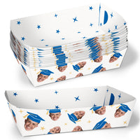 Blue custom graduation paper food trays 12ct