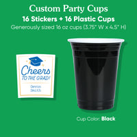 Set of 16 blue cups with custom stickers