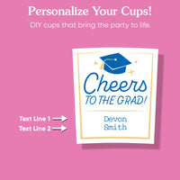 16 oz blue graduation party cup detail