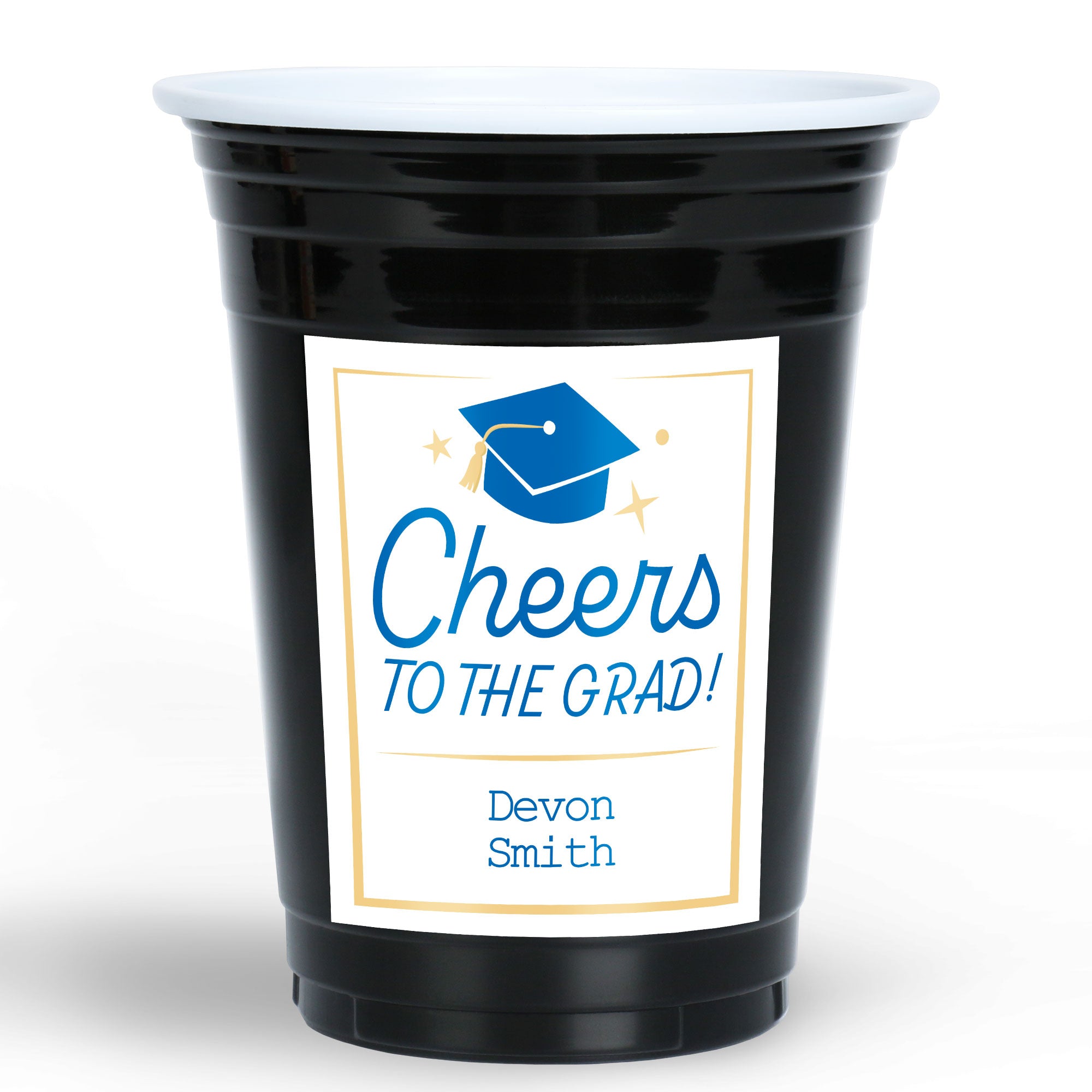 Blue Personalized Graduation Party Cups 16ct