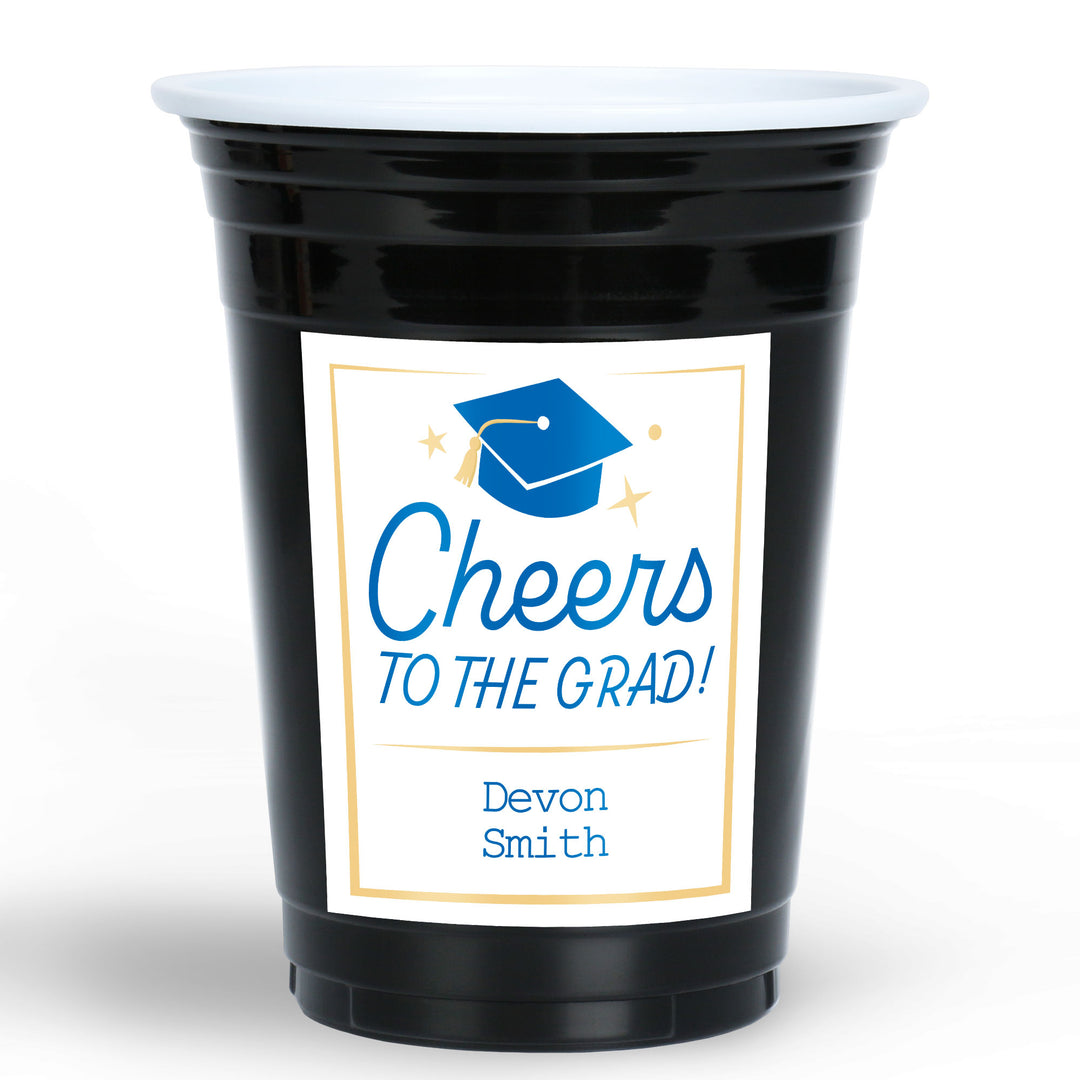 Blue personalized graduation party cups 16ct
