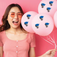 Custom Blue Grad Cap Fun Face Cut-Out Stickers - Set of 24