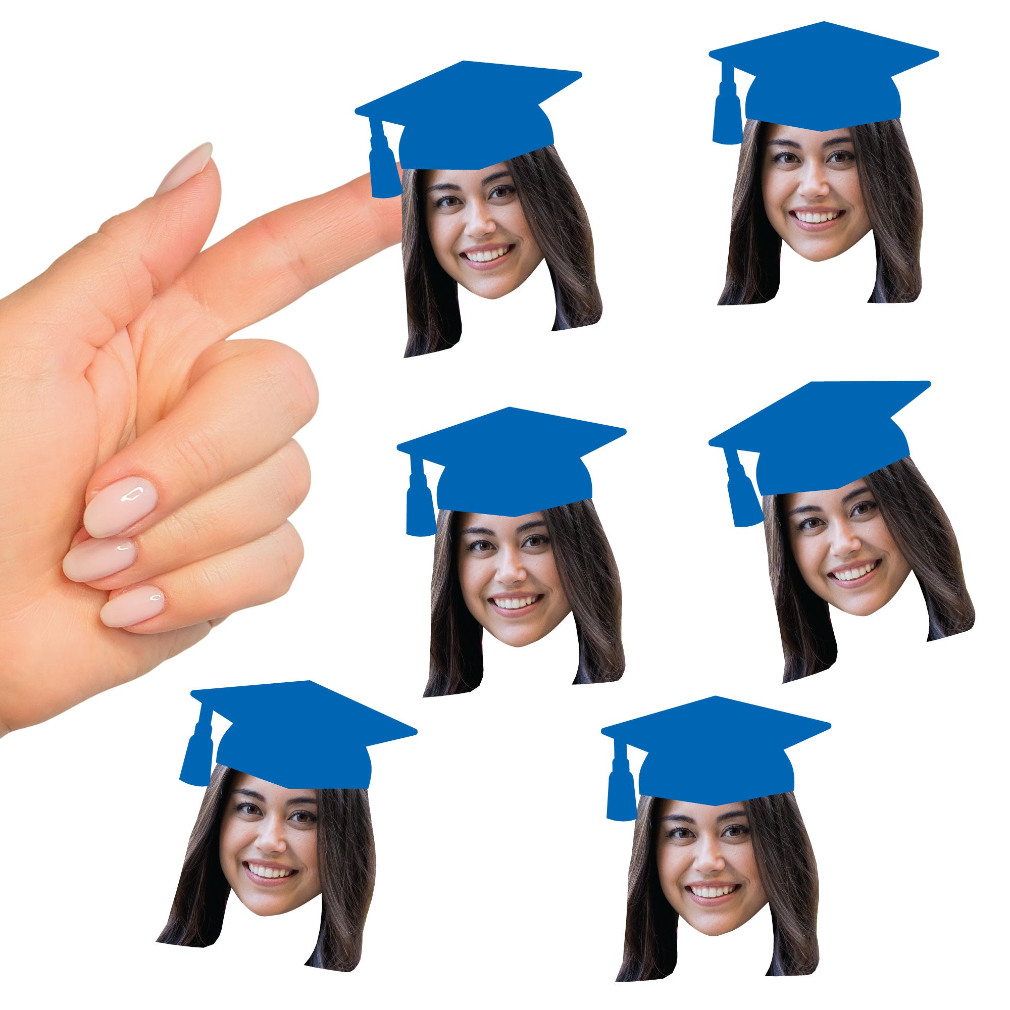 Graduation Sticker Blue Custom Photo Blue Grad Cap Stickers, Personalized Graduation Party ...