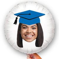 Personalized Blue Grad Cap Face Photo Balloon