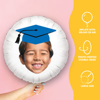 Personalized Blue Grad Cap Face Photo Balloon