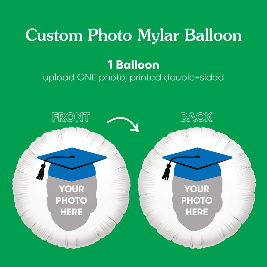 Personalized Blue Grad Cap Face Photo Balloon