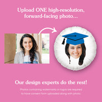 Personalized Blue Grad Cap Face Photo Balloon