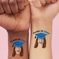 Custom Blue Grad Cap Temporary Tattoos - 12 Ct