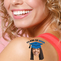 Custom Blue Grad Cap Temporary Tattoos - 12 Ct
