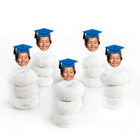 Custom Fun Face Blue Grad Cap Treat Picks - 24 Ct