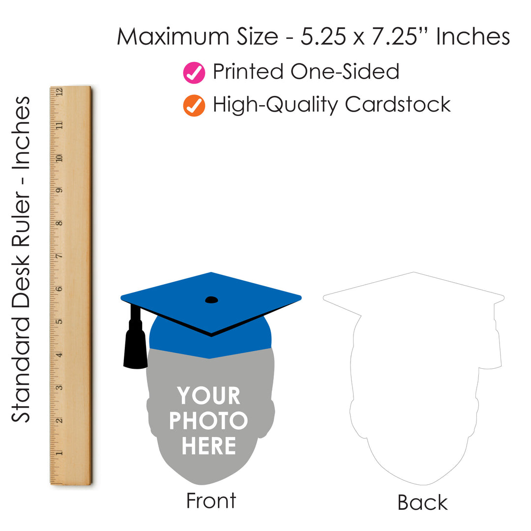 Custom Fun Face Blue Grad Cap Essentials - 20 Ct