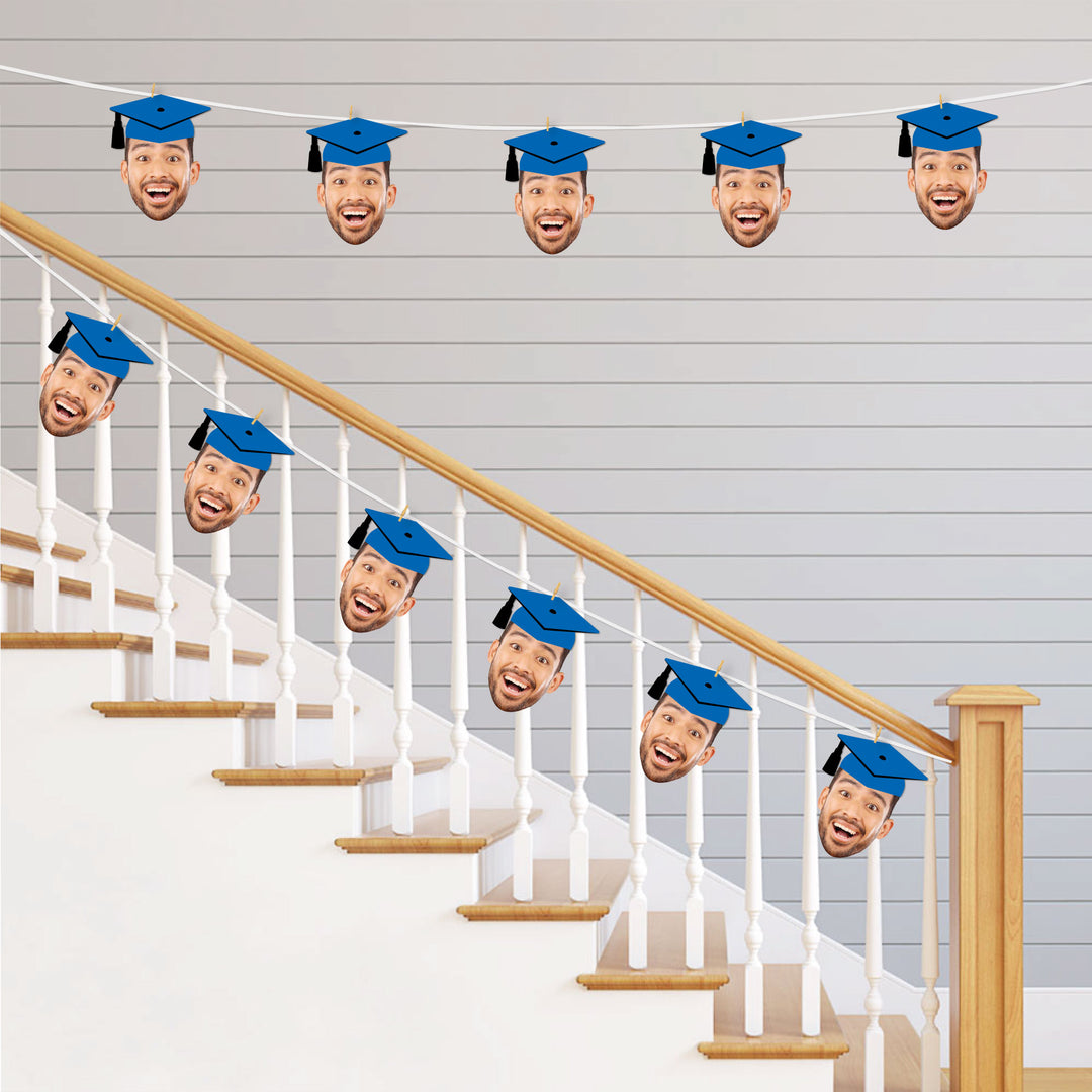 Custom Fun Face Blue Grad Cap Essentials - 20 Ct