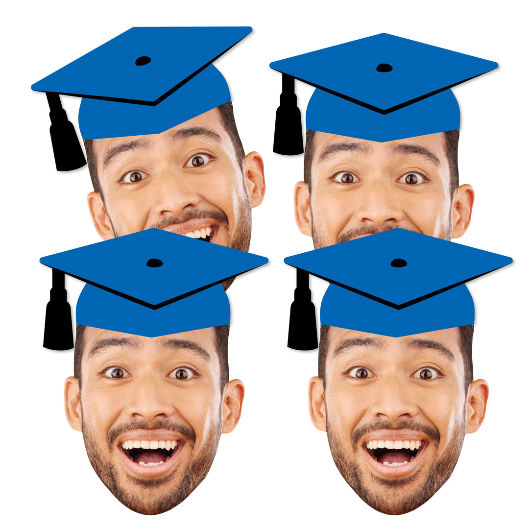 Custom Fun Face Blue Grad Cap Essentials - 20 Ct