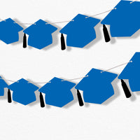 Blue Grad Cap Garland Banner - 15 Pc