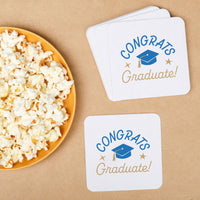 Blue graduation coaster pulpboard detail view