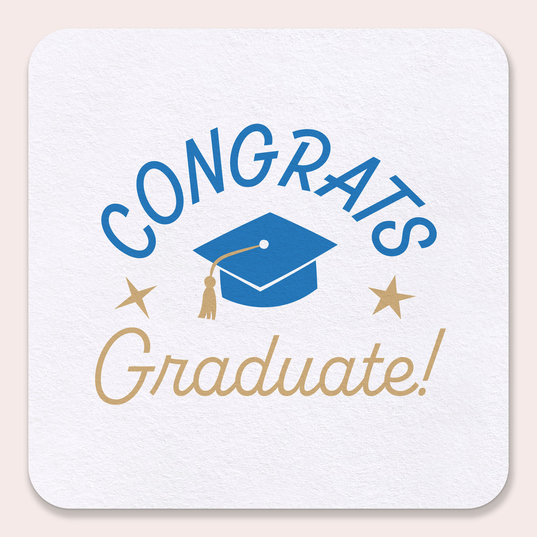 Blue Graduation Drink Coasters 25ct square design