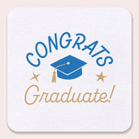 Blue Graduation Drink Coasters 25ct square design