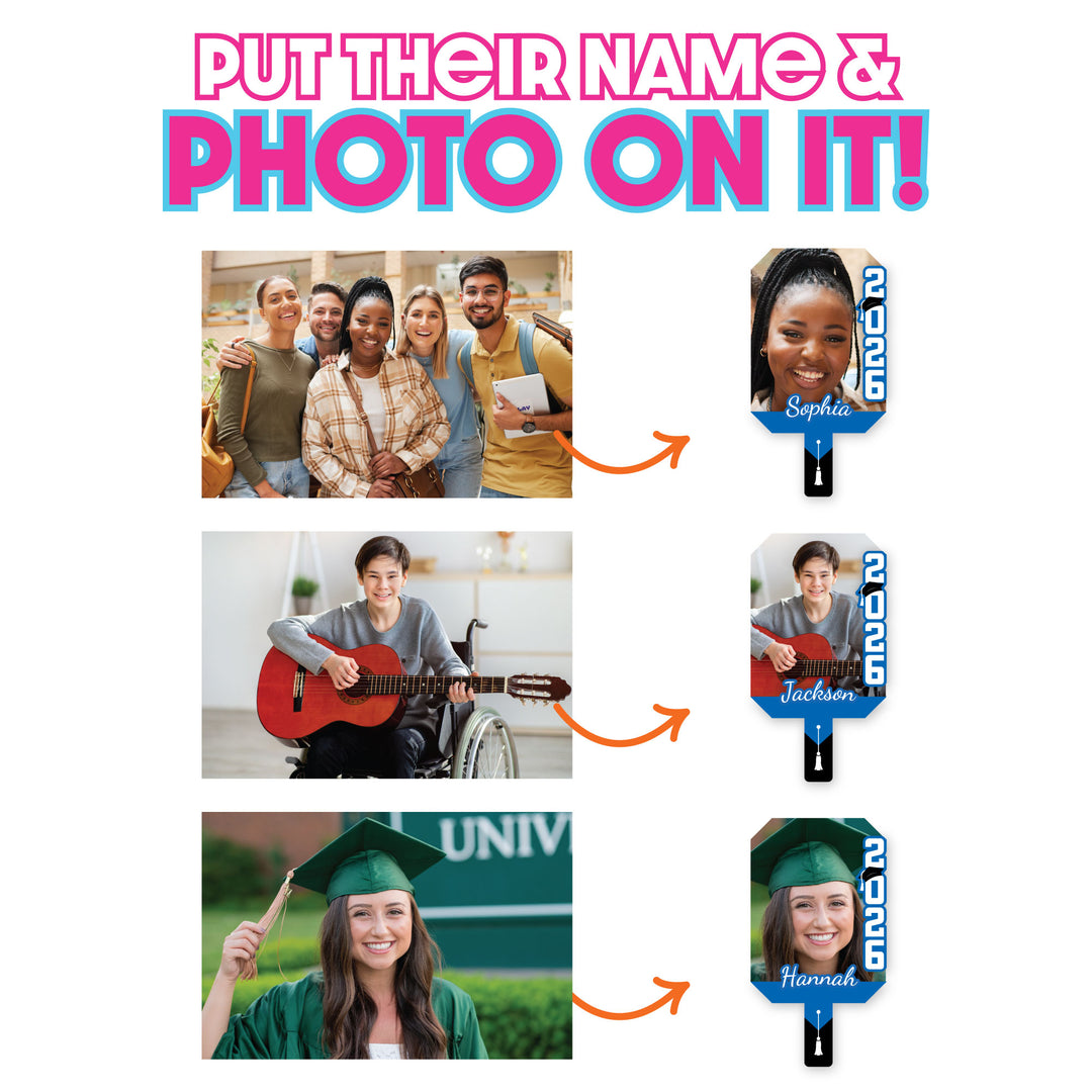 Custom Grad Blue Photo Paddle 1, 3, 6, or 12 Pc