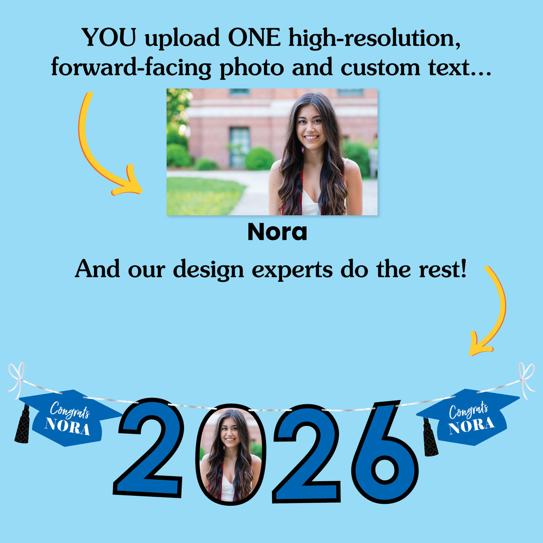Custom Photo Blue Grad Letter Banner