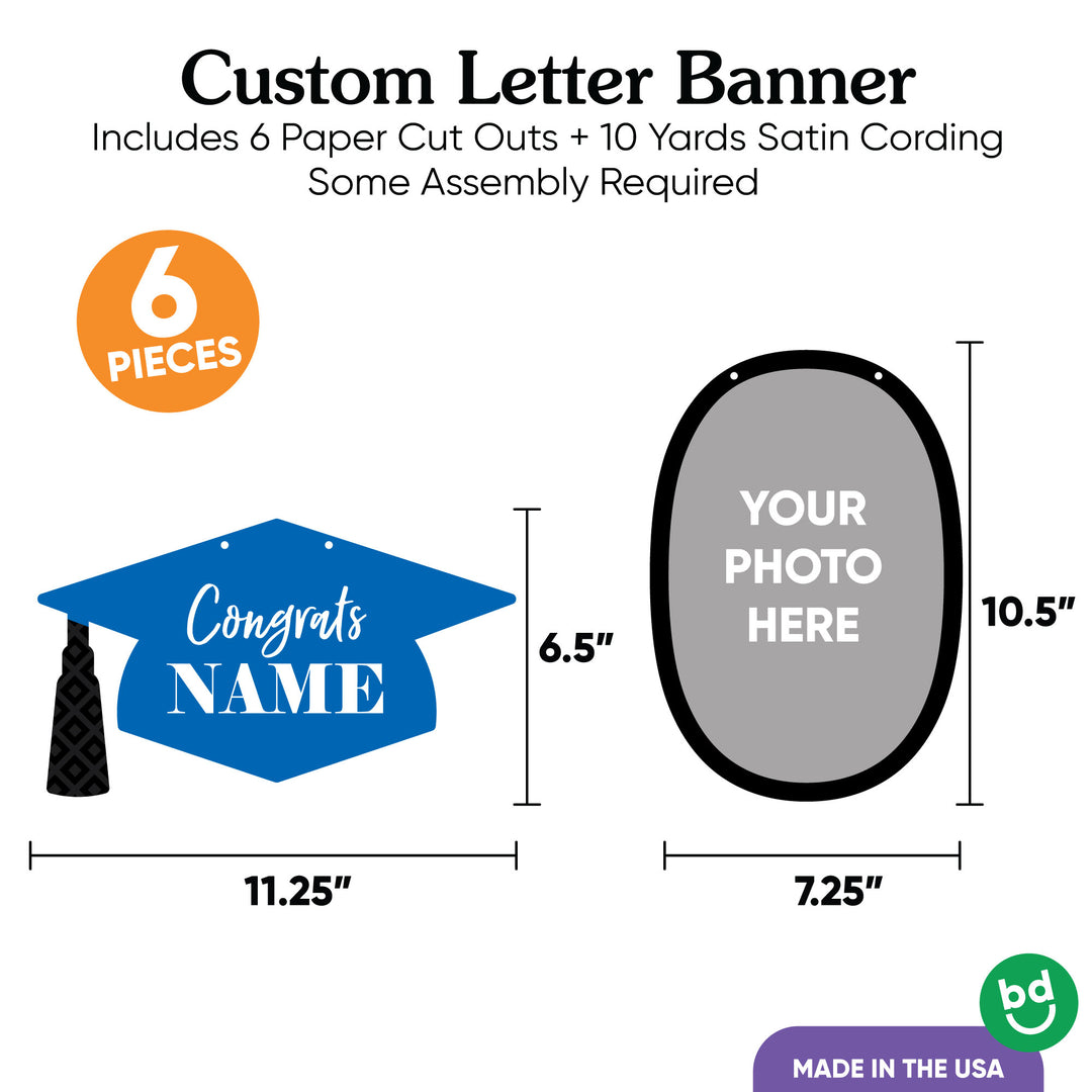 Custom Photo Blue Grad Letter Banner