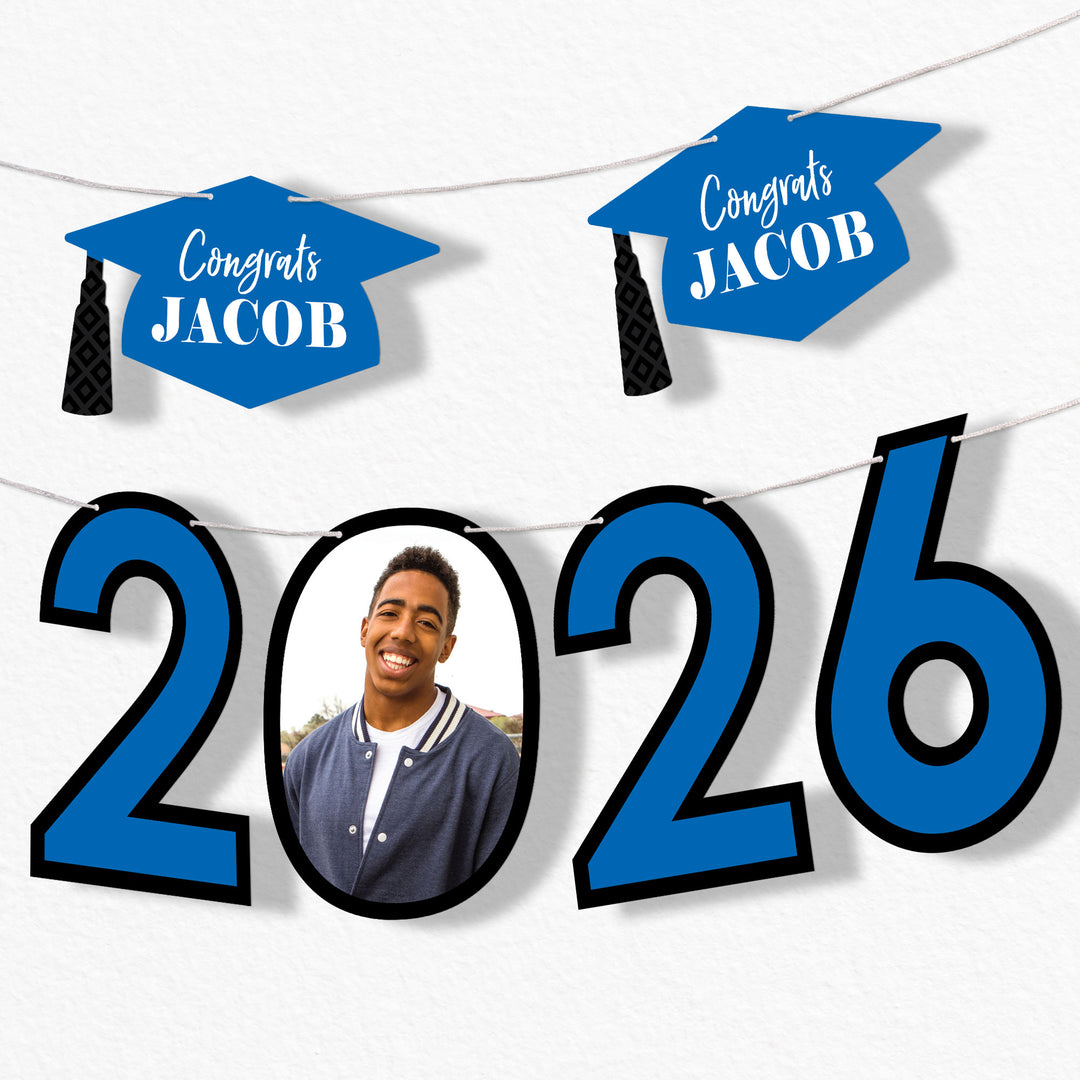 Custom Photo Blue Grad Letter Banner