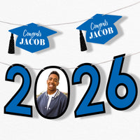 Custom Photo Blue Grad Letter Banner