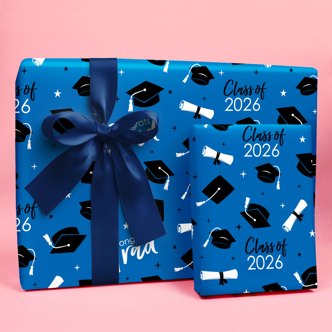 Blue Graduation Wrapping Paper, Class of 2026