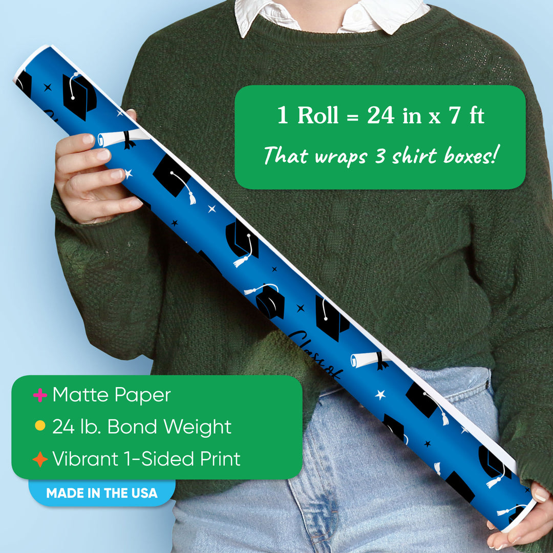 Blue Graduation Wrapping Paper, Class of 2026