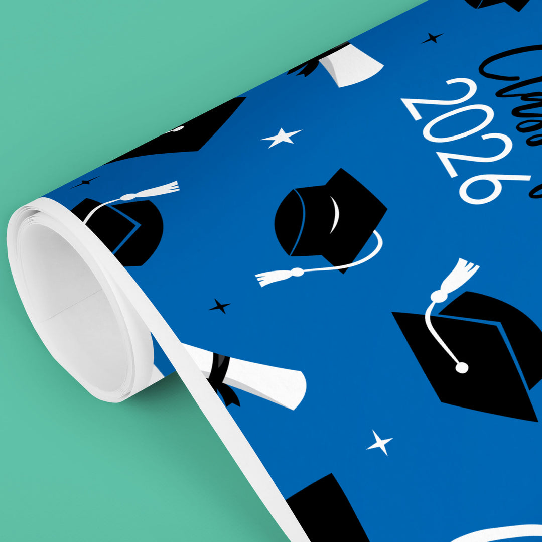 Blue Graduation Wrapping Paper, Class of 2026