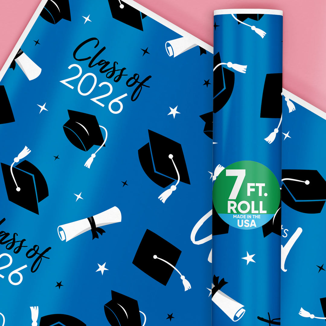 Blue Graduation Wrapping Paper, Class of 2026