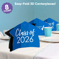 Blue Graduation 3D Centerpieces - 8 Ct