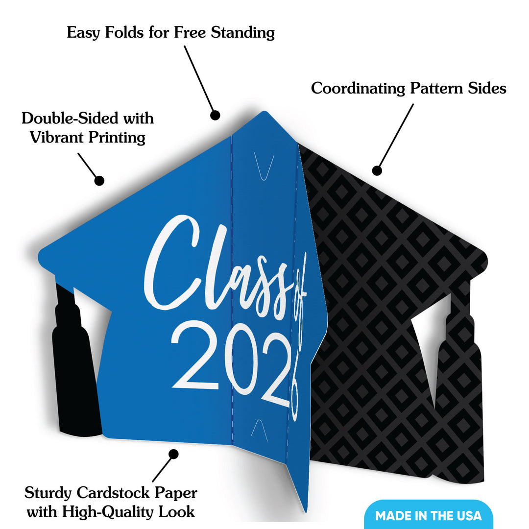 Blue Graduation 3D Centerpieces - 8 Ct