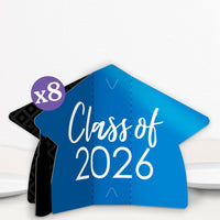 Blue Graduation 3D Centerpieces - 8 Ct