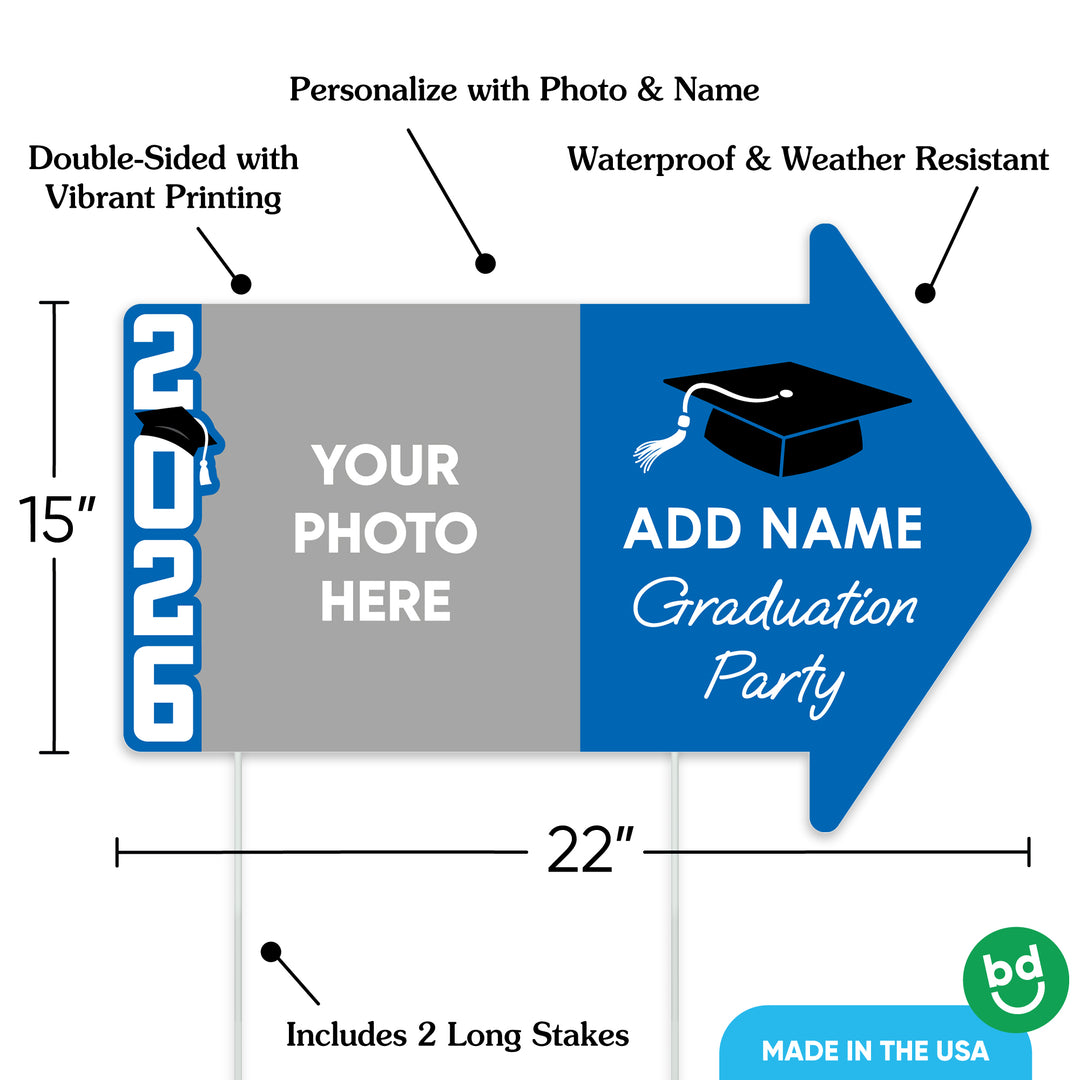 Custom Blue Grad Yard Sign Arrows - 1 Ct