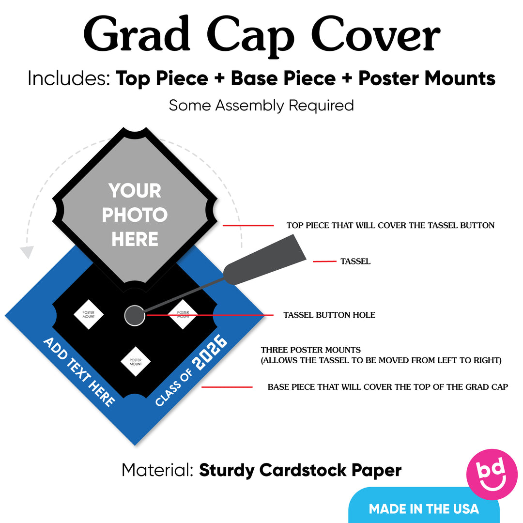 Graduation cap cover set with mounting pieces