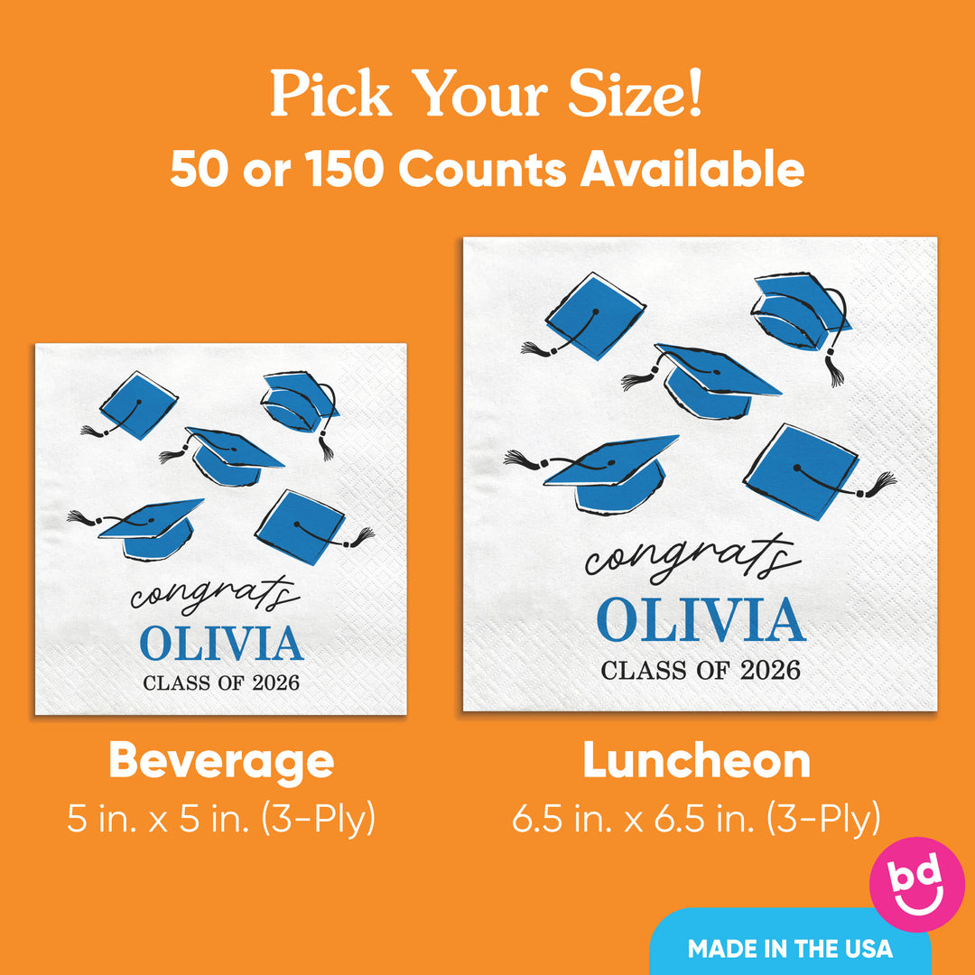 Custom Text - Blue Grad Napkins