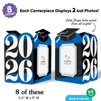 Blue Graduation Photo Centerpieces - 8 Ct