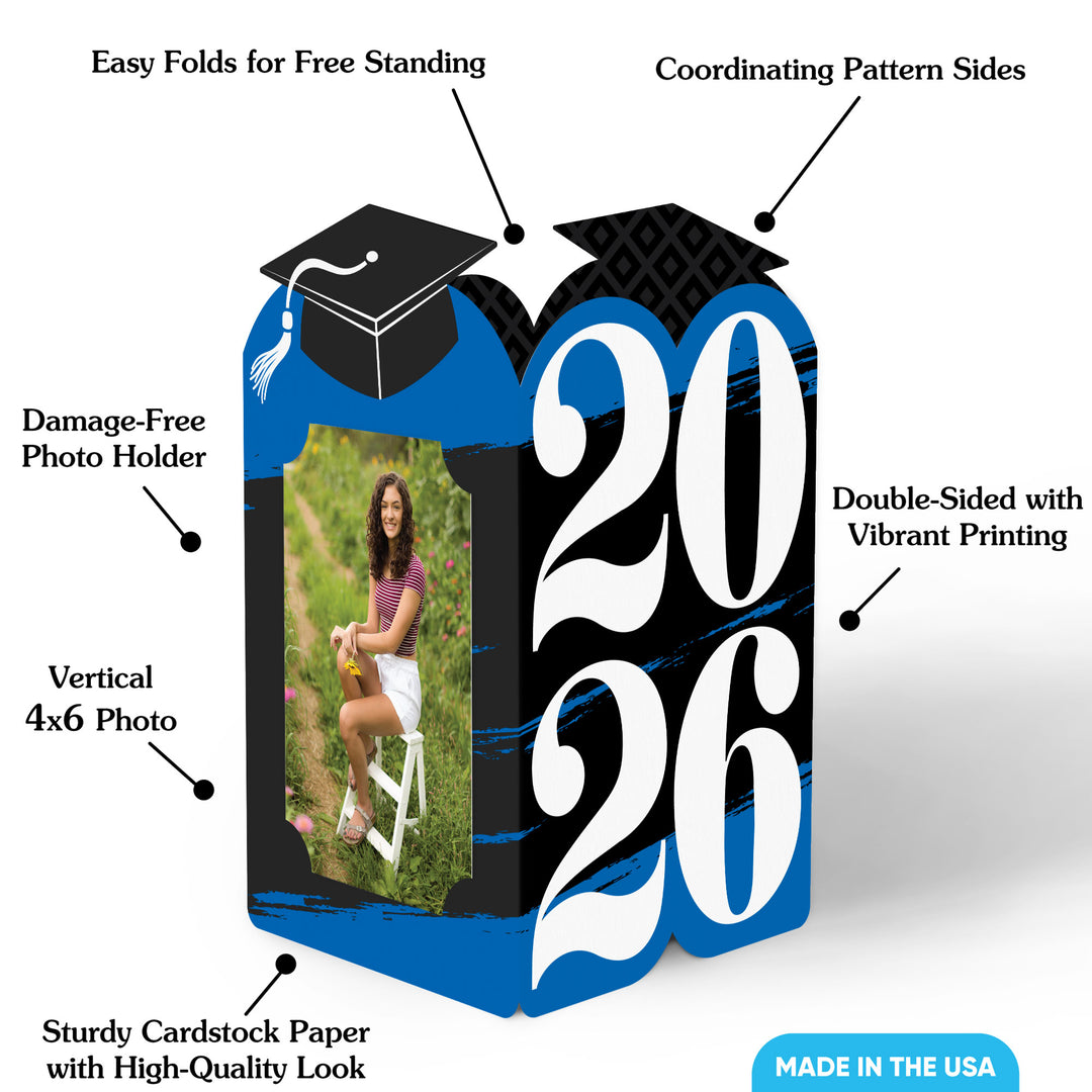 Blue Graduation Photo Centerpieces - 8 Ct