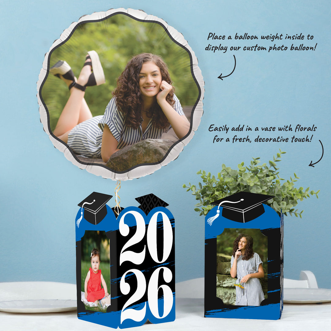 Blue Graduation Photo Centerpieces - 8 Ct