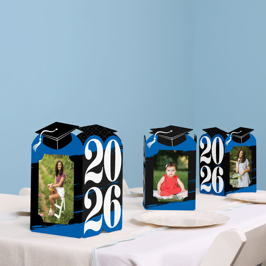 Blue Graduation Photo Centerpieces - 8 Ct