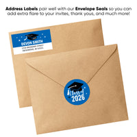 Custom Text Blue Graduation Return Address Labels - 120 Ct