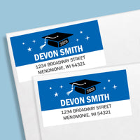 Custom Text Blue Graduation Return Address Labels - 120 Ct