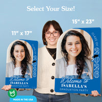 Custom Photo Grad Welcome Sign Blue