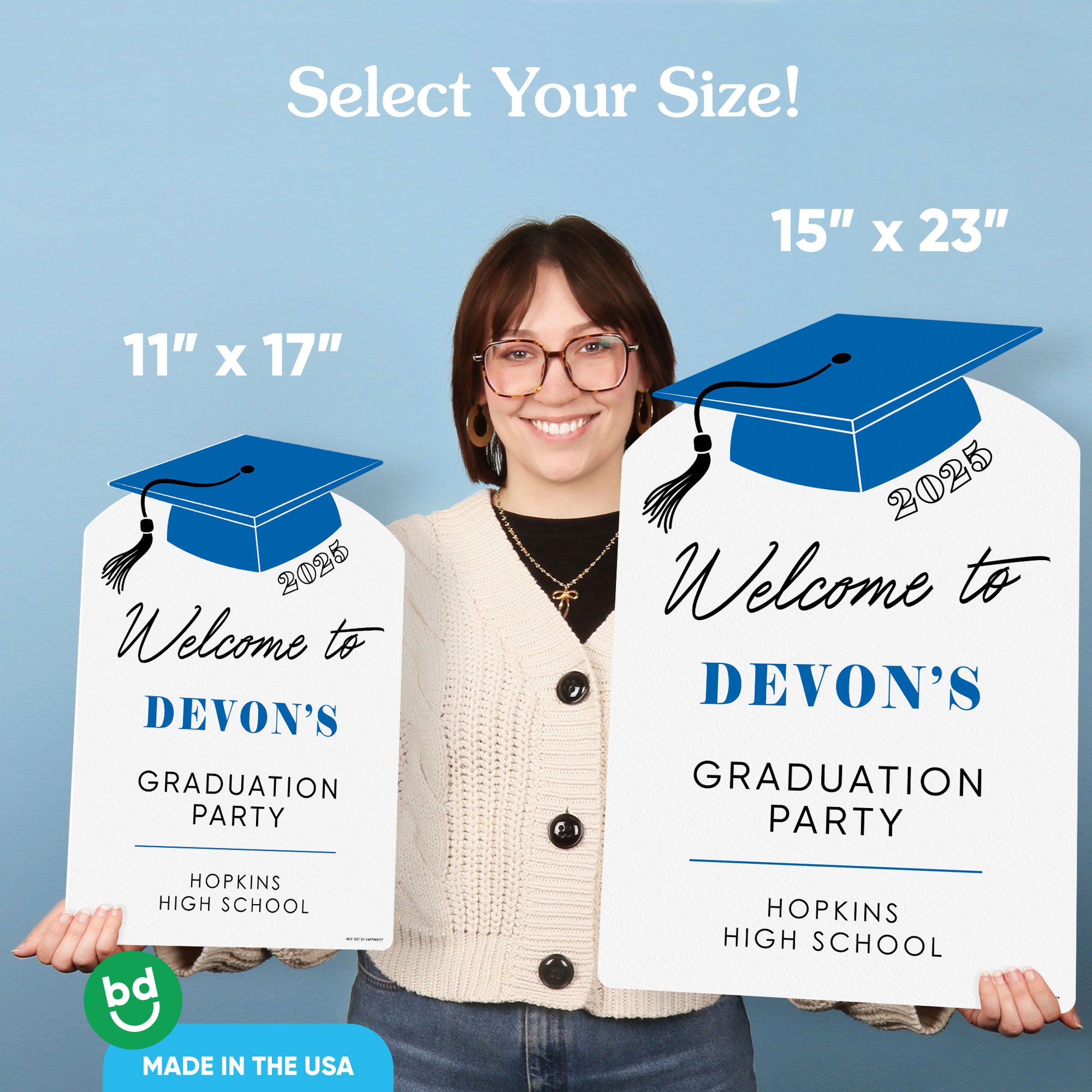 Personalized Blue Graduation Welcome Sign, Class of 2025 Custom