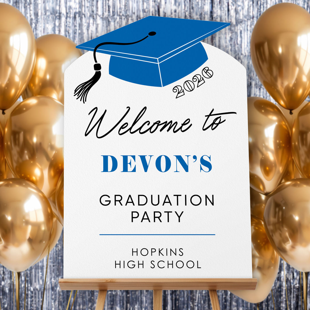 Custom Text Blue Grad Welcome Sign