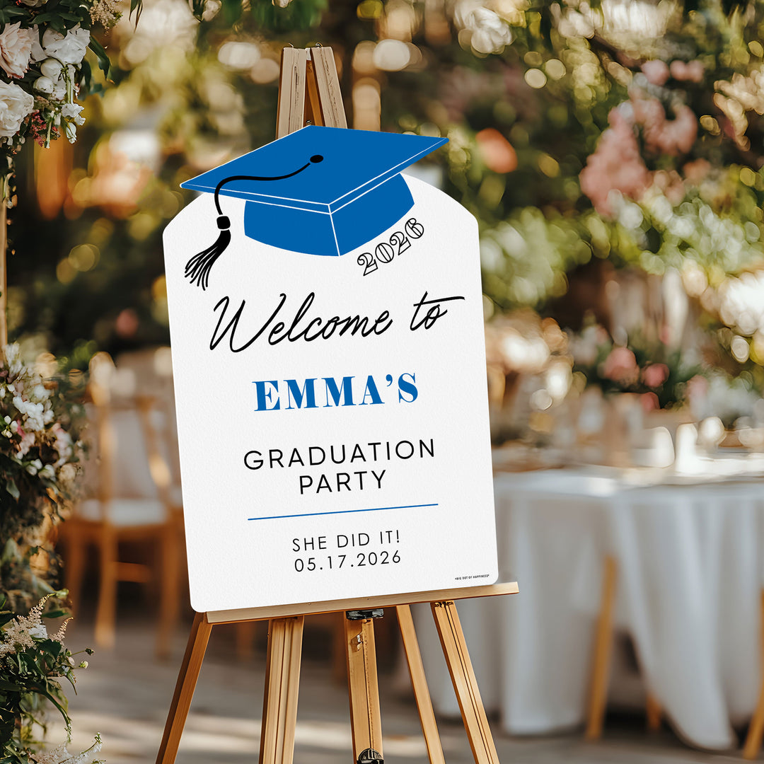 Custom Text Blue Grad Welcome Sign