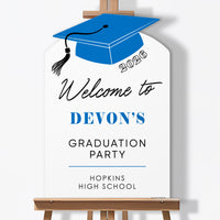 Custom Text Blue Grad Welcome Sign