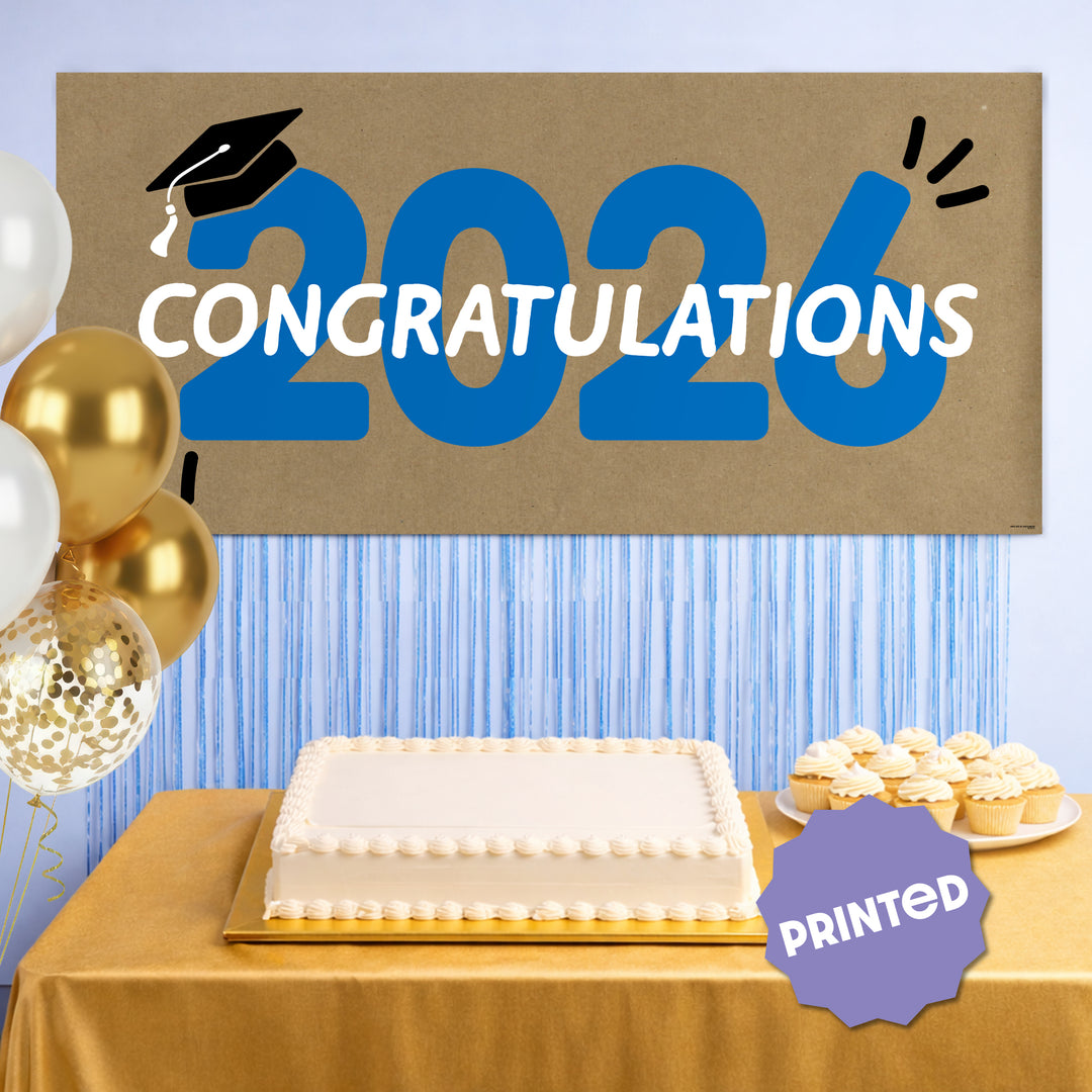 Blue Class of 2026 graduation backdrop