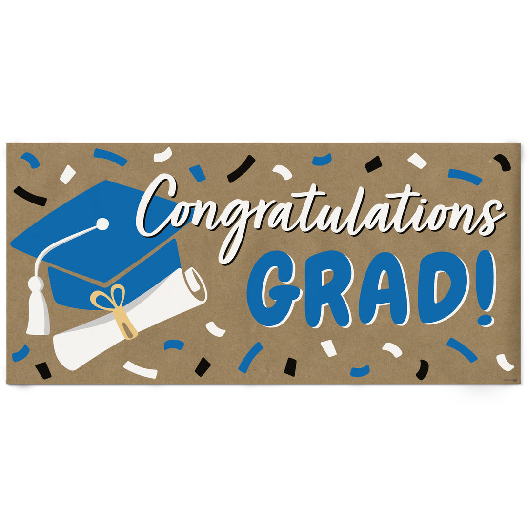 Blue graduation kraft paper banner party decor